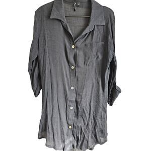 Portocruz Womens Sz M Long Sleeve Swimsuit Cover Up Black Gauzy Knee Length